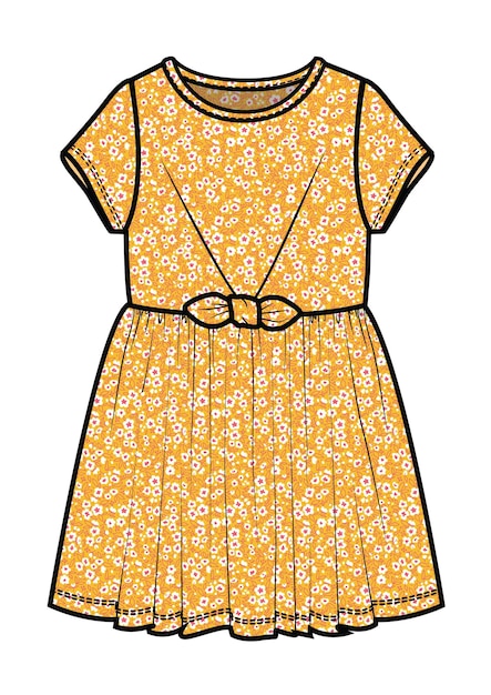 GIRLS AND TEENS FASHION WEAR DRESS VECTOR ILLUSTRATION