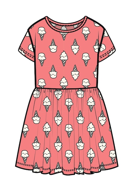 GIRLS AND TEENS FASHION WEAR DRESS VECTOR ILLUSTRATION