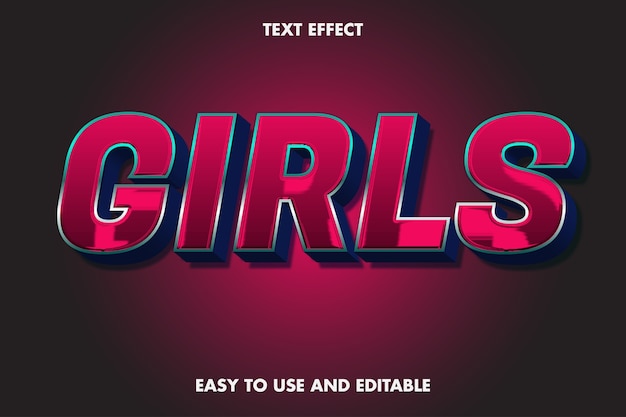 Girls Text Effect. Editable Font Style.