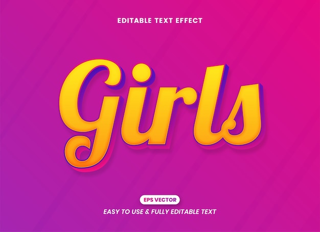 Girls text effect, editable text style effect