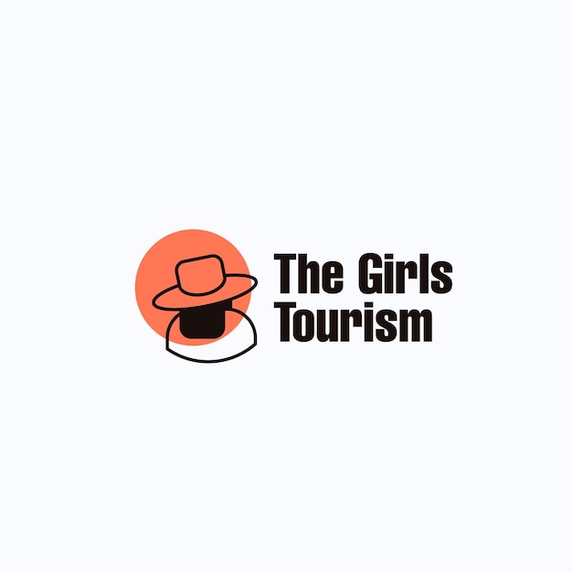 Vettore il logo del turismo delle ragazze design logo dell'azienda turistica logo dell'azienda di guida turistica logo dell'azienda turistica