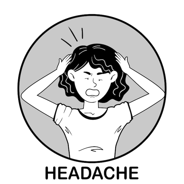 У девушек в футболке сильная головная боль Чёрно-белое изображение по кругу