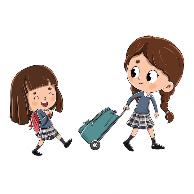 学校に行く途中の女の子