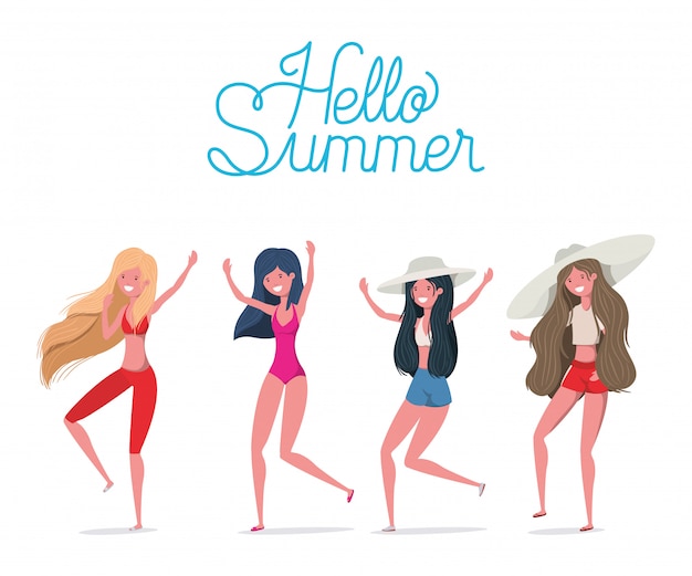 Girls with summer swimwear