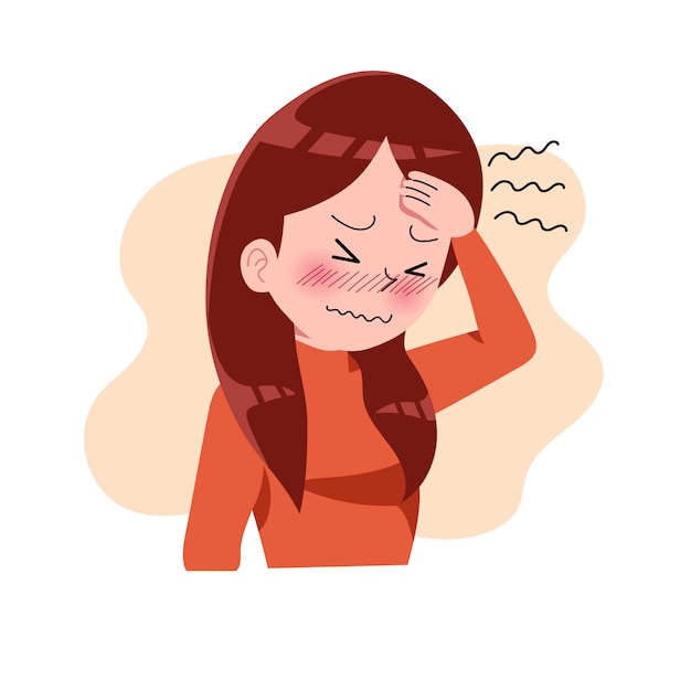 Girls or Woman or People Having Headache. Migraine. Stress. Depression. Frustration and Anger Expression. Sickness Concept. Isolated. Illustration in Flat Cartoon Style. Health and Medical