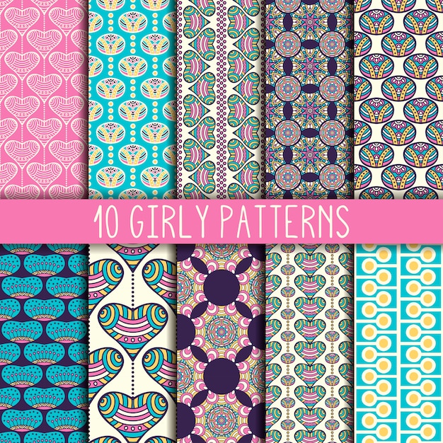 Vector girly pattern collection