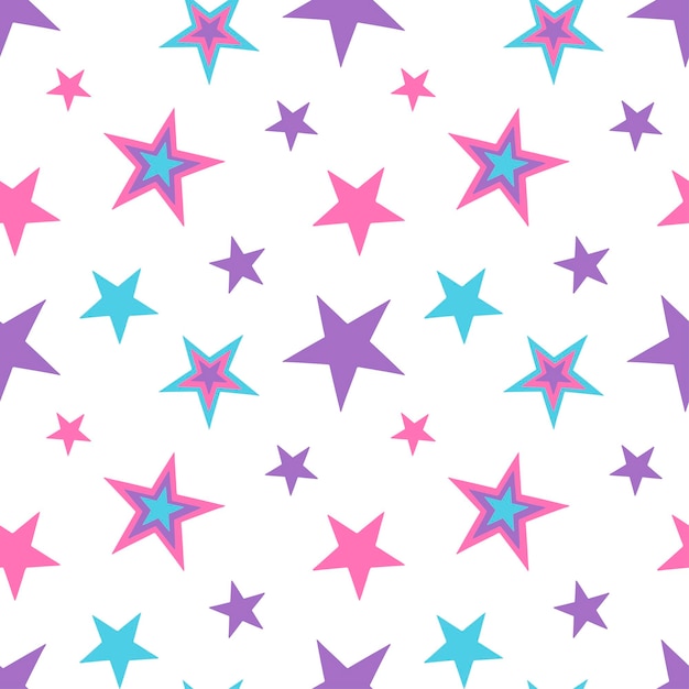 Girly pattern with stars in y2k style Vector seamless illustration