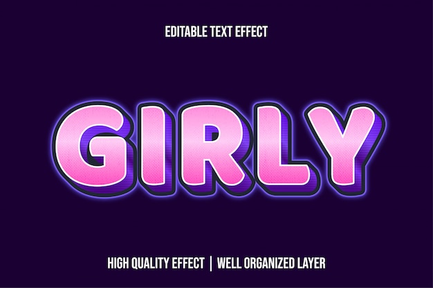 Girly pink text effect style