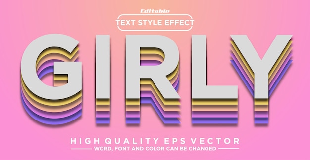 Vector girly-tekststijleffect bewerkbaar