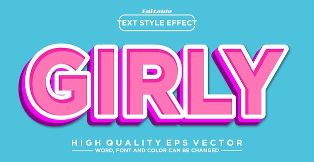 Vector girly-tekststijleffect bewerkbaar