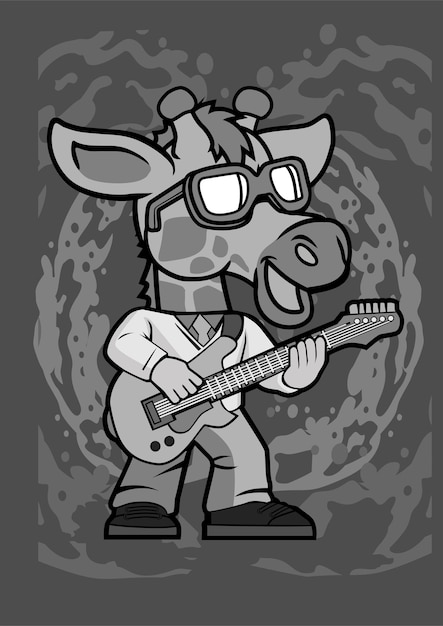 Vector girrafe rock cartoon character