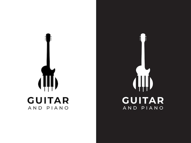 Gitaar en piano logo ontwerpconcept