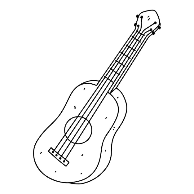 Gitaar in krabbelstijl vectorillustratie vectorillustratie die op witte achtergrond wordt geïsoleerd