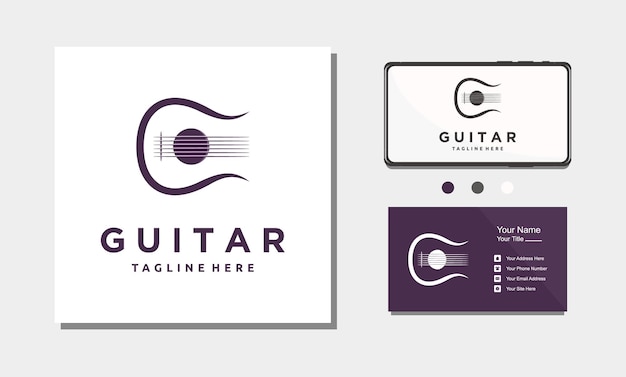 Gitaar instrument abstracte logo ontwerp inspiratie