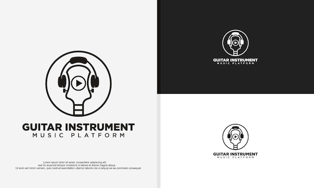 Gitaar instrument muziek platform logo ontwerp