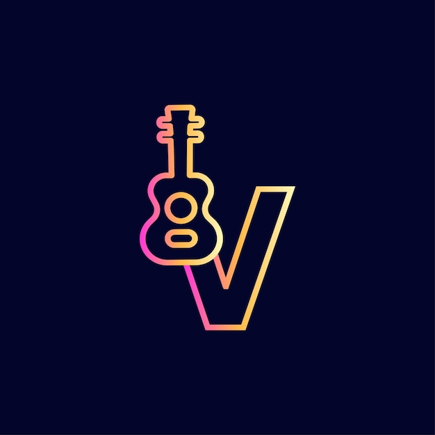 gitaar muziek logo ontwerp merk letter V