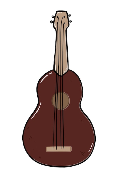 Gitaar of viool snaarinstrument doodle lijn cartoon