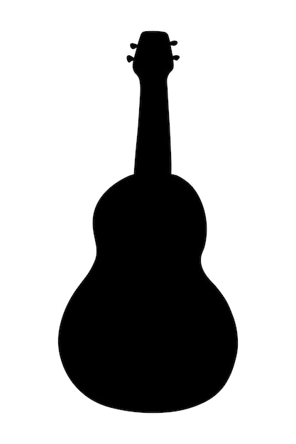 Gitaar of viool snaarinstrument doodle lineaire cartoon silhouet