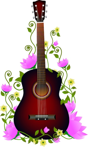 Gitaar op bloem bloemen