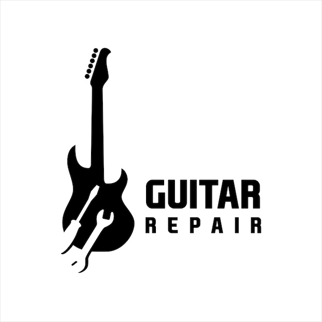 Gitaar reparatie pictogram vector guitar service logo