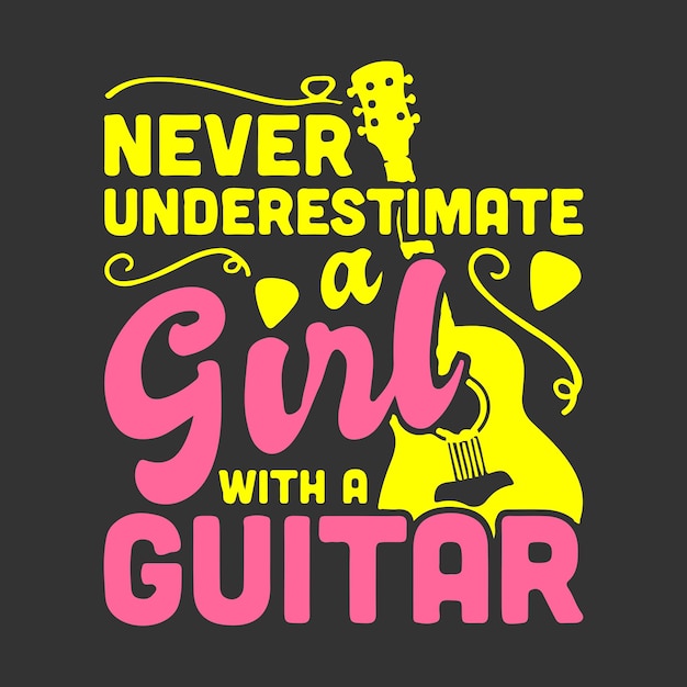 Gitaar t-shirt ontwerp en gitaar illustratie