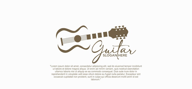 Vector gitaarlogo illustratie voor akoestische en elektrische gitaarwinkel muziekfestival gitaarinstrumentlogo