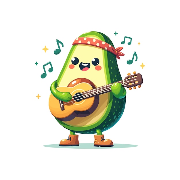 Gitarist Avocado Illustratie Vector