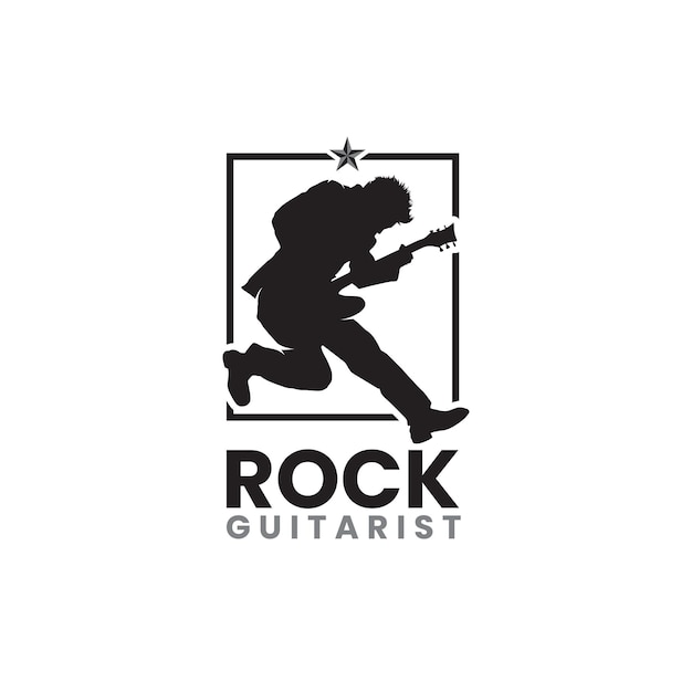 Gitarist Logo Rockstar Logo Muziekfestival met gitarist silhouet