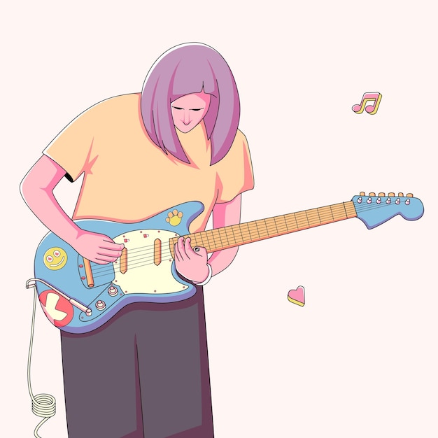 Gitarist Rockstar Muzikant Illustratie Vector