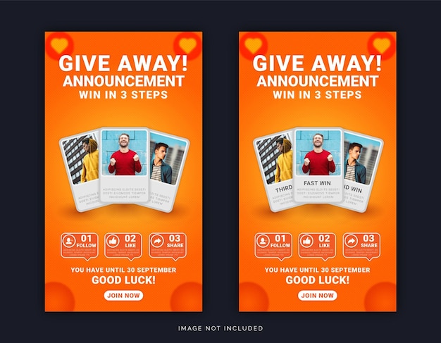 Vector give away announcement instagram story post template