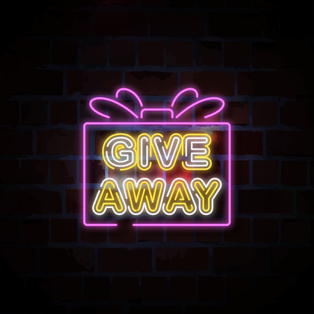 Vector give away neon sign illustration