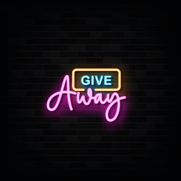 Vector give away neon signs style text vector