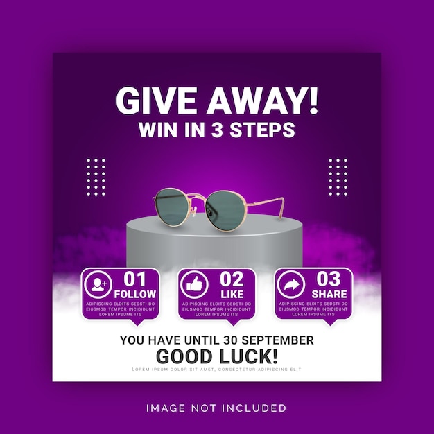 Vector give away win digital product instagram post banner template