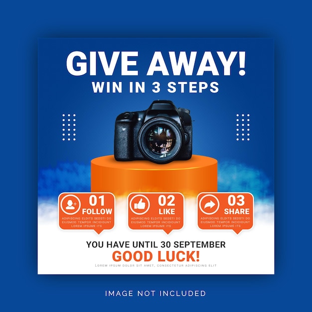 Vector give away win digital product instagram post banner template