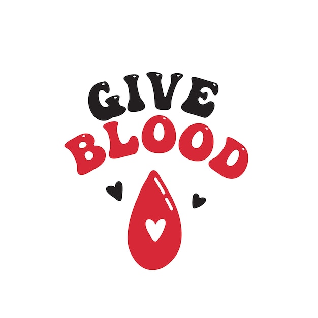 Give blood bag vector graphic emblem blood donation concept for world donor day