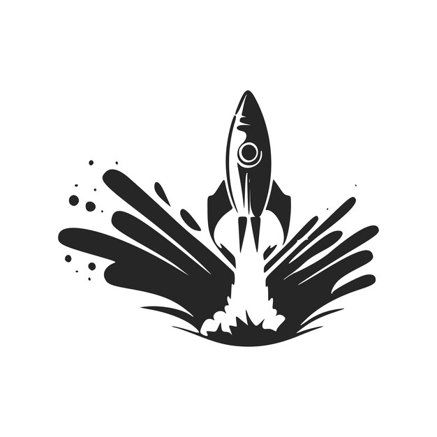 Give an elegant and classy look to your brand with a black and white flying rocket logo