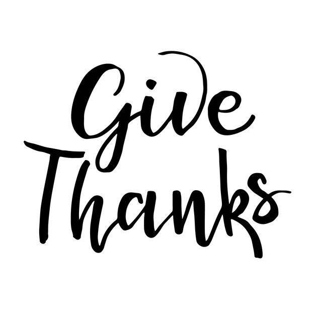 Vector give thanks hand painted lettering for thanksgiving day black text vector illustration