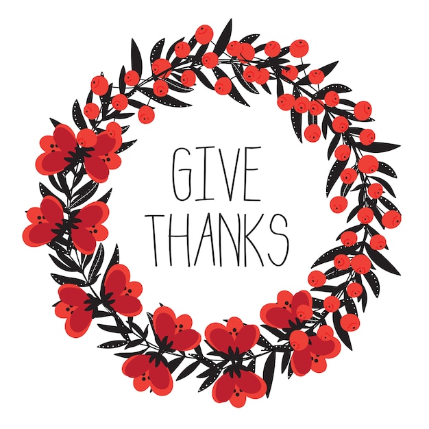 Give thanks season hand drawn vector