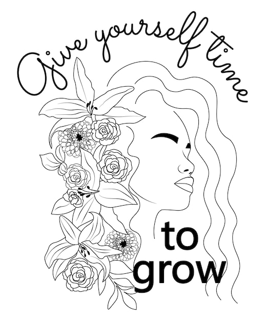 Give yourself time to grow inspirational quotes design about self growth