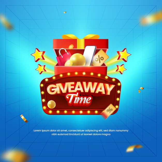 벡터 giveaway 3d 편집 가능한 텍스트 효과 템플릿 스타일