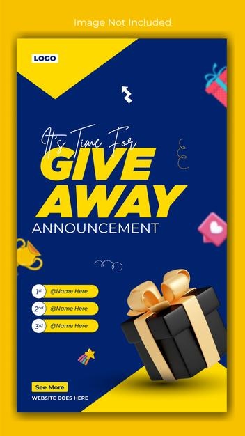Giveaway-advertenties promotieverhaal sjabloonontwerp