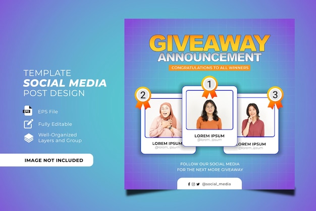 Giveaway Announcement Social media post template