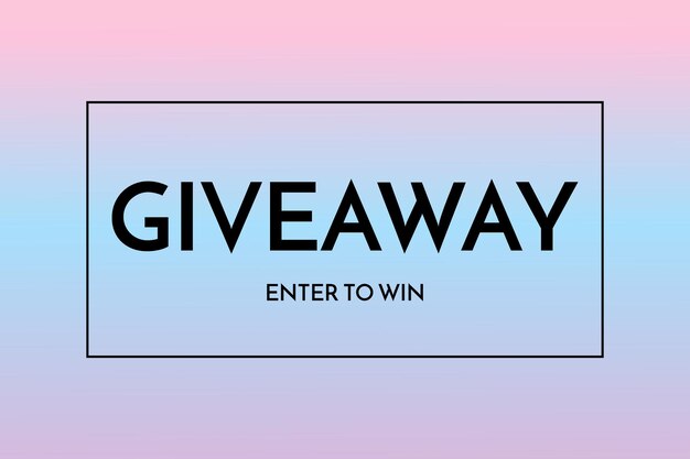 Giveaway banner template Time for Giveaway phrase on blue and pink background