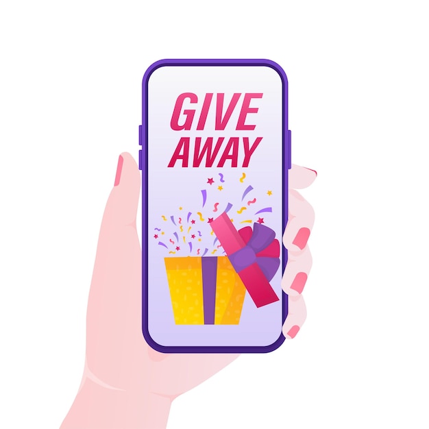 Giveaway banner Trendy lintVakantie concept Vector tekst Post sjabloon Win prijs