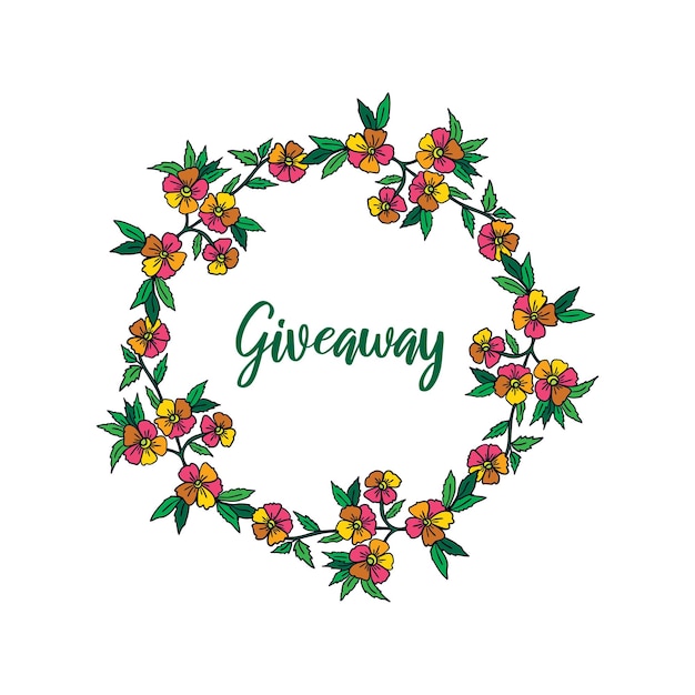 Giveaway calligraphy lettering Design element with floral wreath for social media advertisement