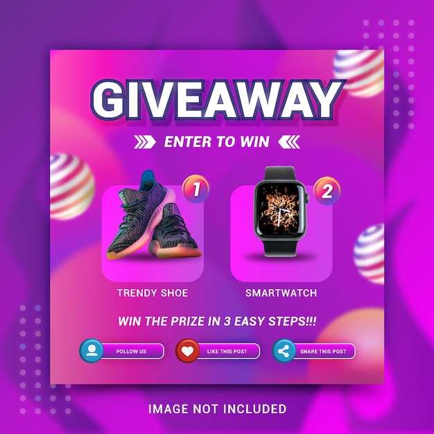 Vector giveaway creative concept dynamic social media banner post template