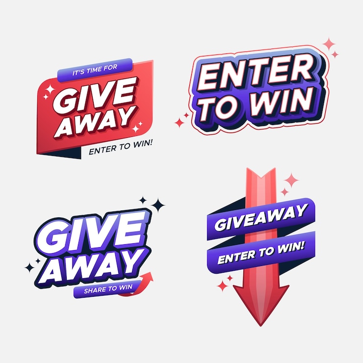 Giveaway and enter to win banner collection vector design