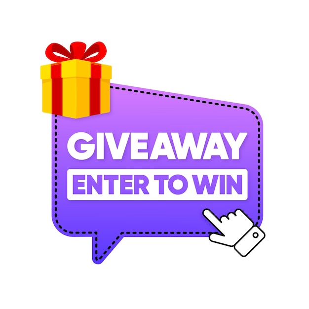 Giveaway Enter to Win Gift box Poster for social media post or website banner Vector illustration