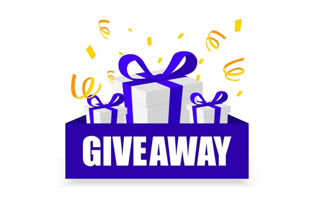 Giveaway enter to win Gift box with lettering Giveaway Win a prize giveaway Post template Poster template design for social media post or website banner