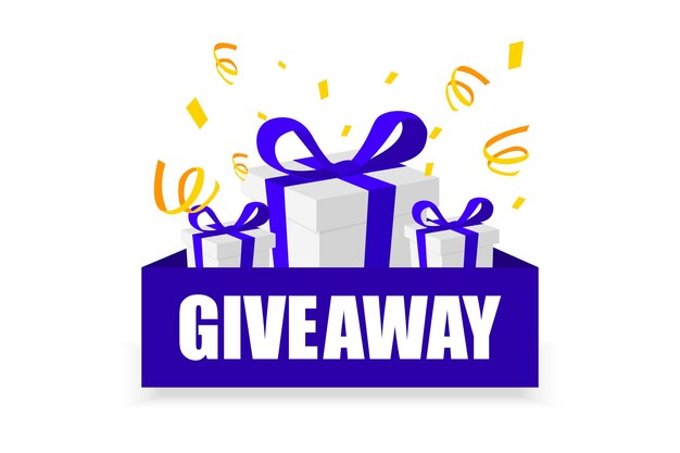 Giveaway entra per vincere confezione regalo con scritte giveaway vinci un premio in omaggio modello di post design del modello di poster per post sui social media o banner del sito web